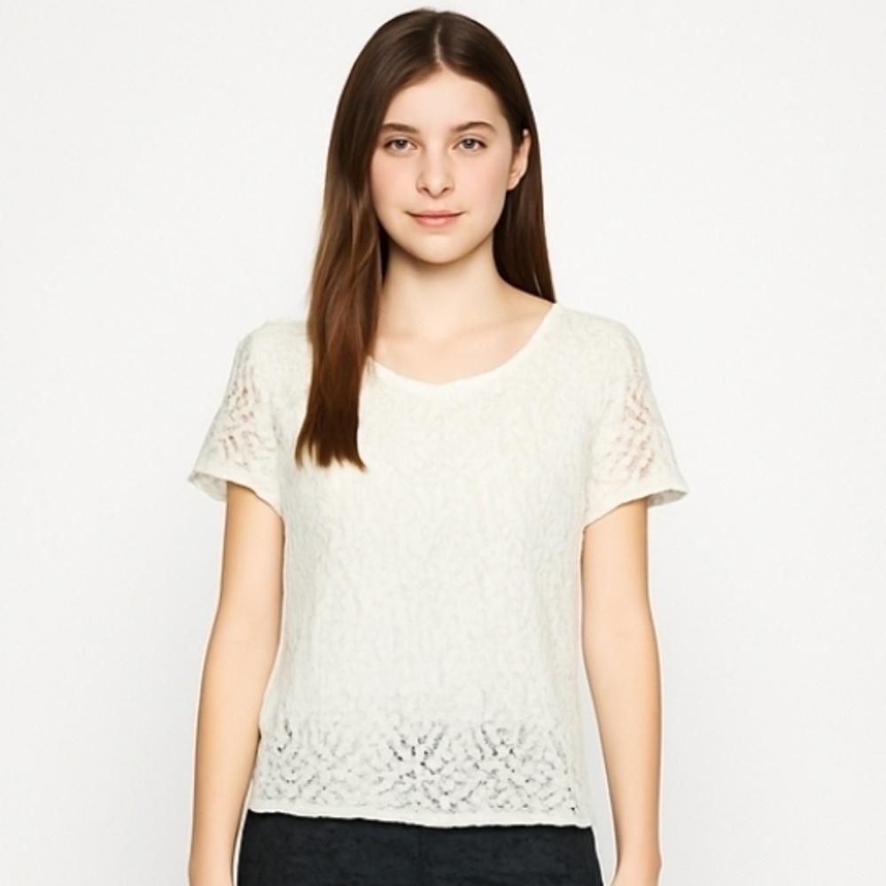 JCrew Ivory Lace Lined Blouse With Back Keyhole Opening Sz 6
